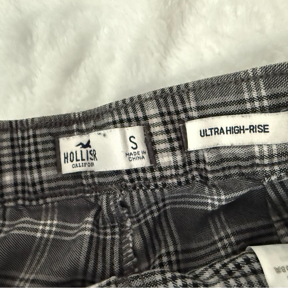 HOLLISTER Ultra High Rise Black Grey White Plaid Stretch Skinny Pants S - Picture 5 of 7